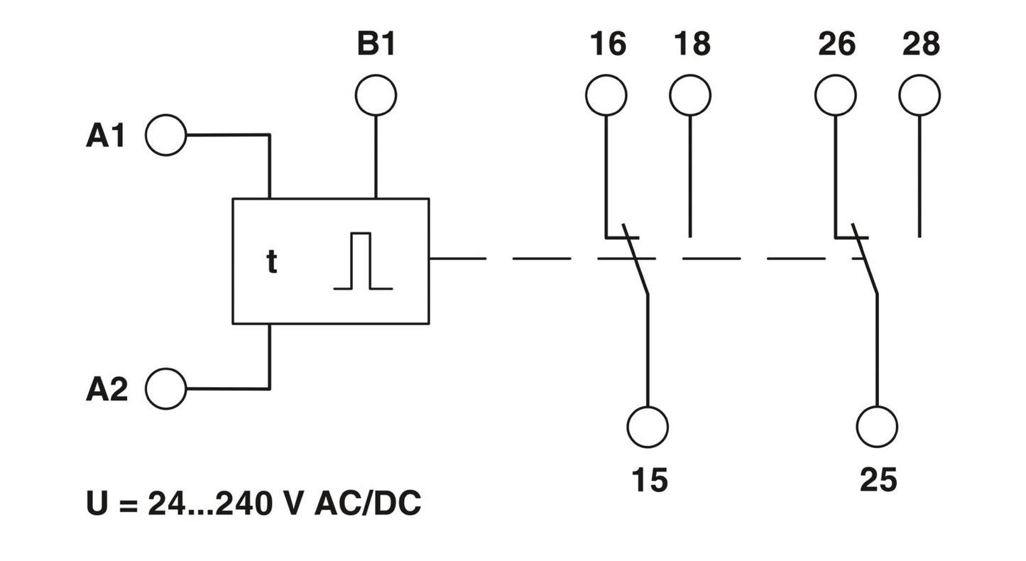 Phoenix Contact Power off delay timer relay, 24 V AC/DC ... 240 V AC/DC wide-range supply, time range adjustable (10 ms ... 10 min) - 1119399 Phoenix Contact - BNR Industrial Automation
