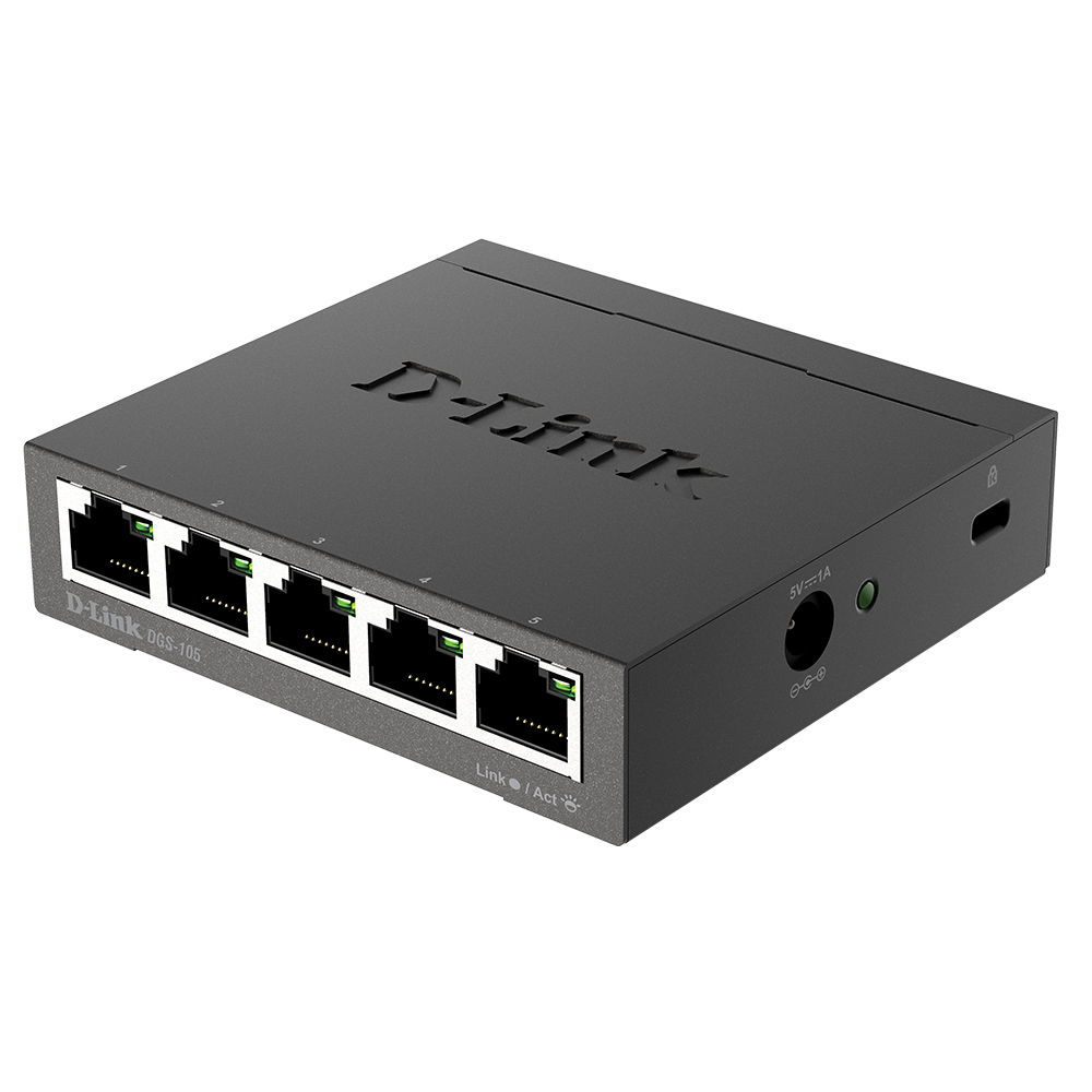 D-Link 5-Port Gigabit Desktop Switch (Metal Housing) - DGS-105 D-Link - BNR Industrial Automation