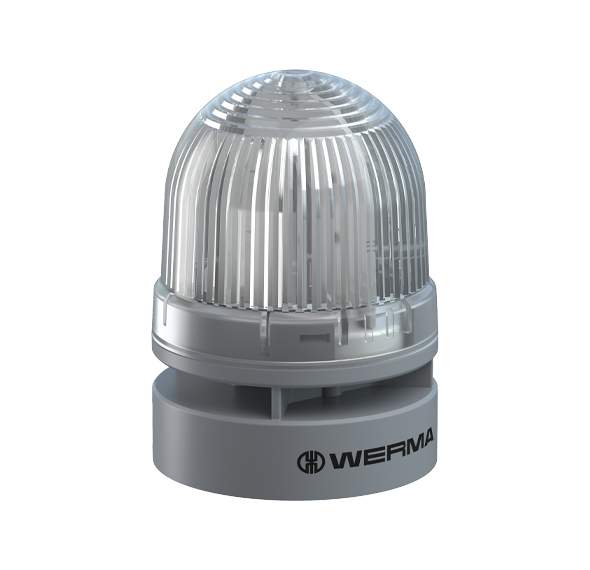 Werma EvoSIGNAL Series Mini TwinLIGHT Combi Permanent/Flashing LED Beacon/Sounder, 95dB, 12VAC/DC, 24VAC/DC or 115-230VAC Beacon Werma Clear 12VAC/DC - BNR Industrial Automation