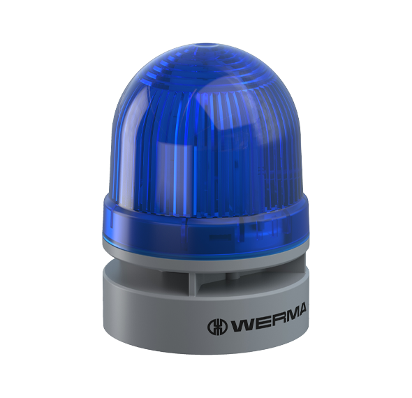 Werma EvoSIGNAL Series Mini TwinLIGHT Combi Permanent/Flashing LED Beacon/Sounder, 95dB, 12VAC/DC, 24VAC/DC or 115-230VAC Beacon Werma Blue 12VAC/DC - BNR Industrial Automation