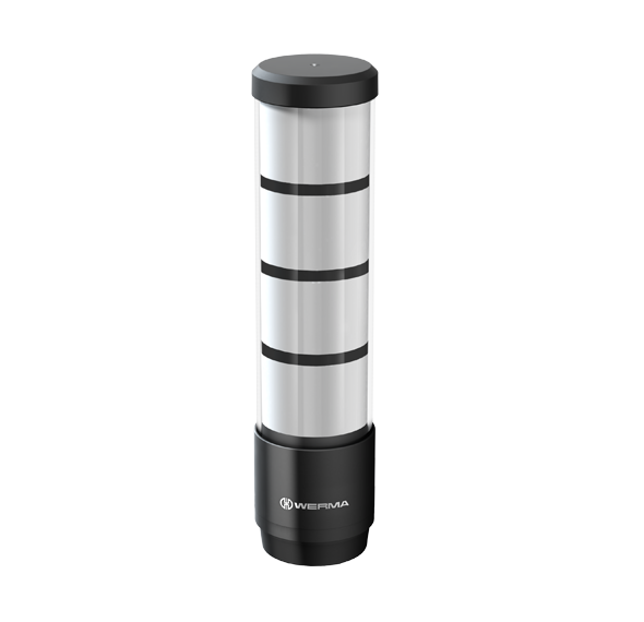 Werma LED Signal Tower RST 56, 2 to 5 Tier, with or without Buzzer, IP66/IP69K, M12 or Push-in Terminal Werma 4 Tier (Blue/Green/Yellow/Red) Without Buzzer Base/Tube Mounting (Push-in Terminal) - BNR Industrial Automation
