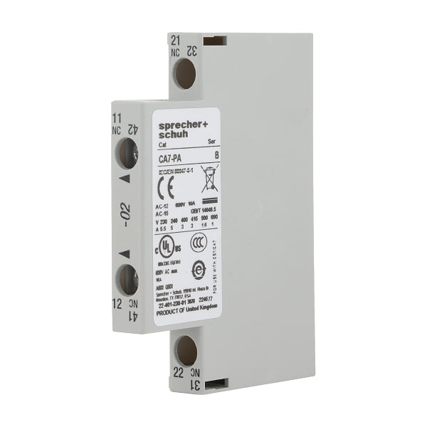 S+S CA7 Auxiliary Contact with 2NC Contact Side Mount - CA7-PA-02 Sprecher + Schuh - BNR Industrial Automation