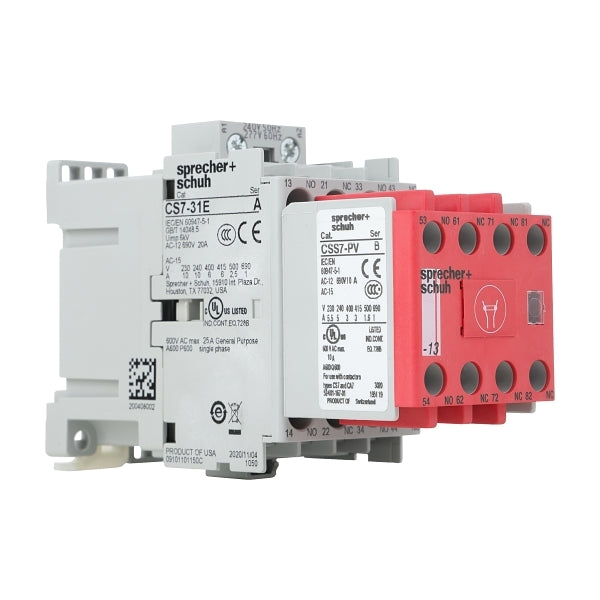 S+S CSS7 Safety Control Relay 240VAC Coil 4NO 4NC Contact Auxiliary - CSS7-44EC-240V50/277V60HZ Sprecher + Schuh - BNR Industrial Automation