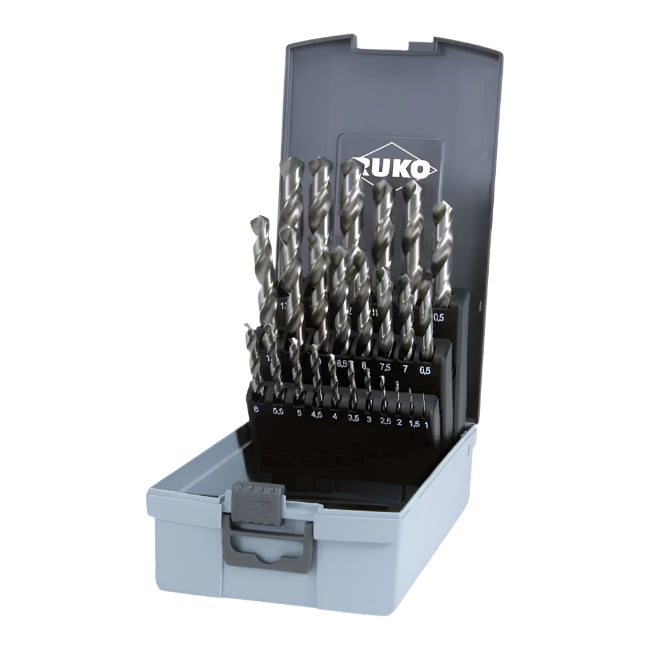 RUKO Twist Drill Set DIN 338 Type N HSS-G In Plastic Case 25 Piece RUKO - BNR Industrial Automation