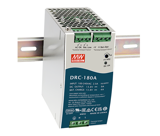 Mean Well MEAN WELL DRC-180 Series UPS Din Rail Power Supply with Battery Back Up - BNR Industrial