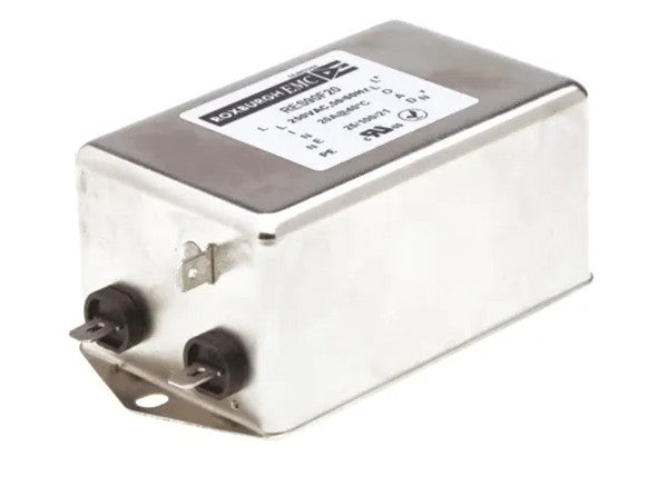 Roxburgh EMC, 20A 250 V ac DC → 60Hz, Chassis Mount RFI Filter, Fast-On, Single Phase - RES90F20 Roxburgh - BNR Industrial Automation