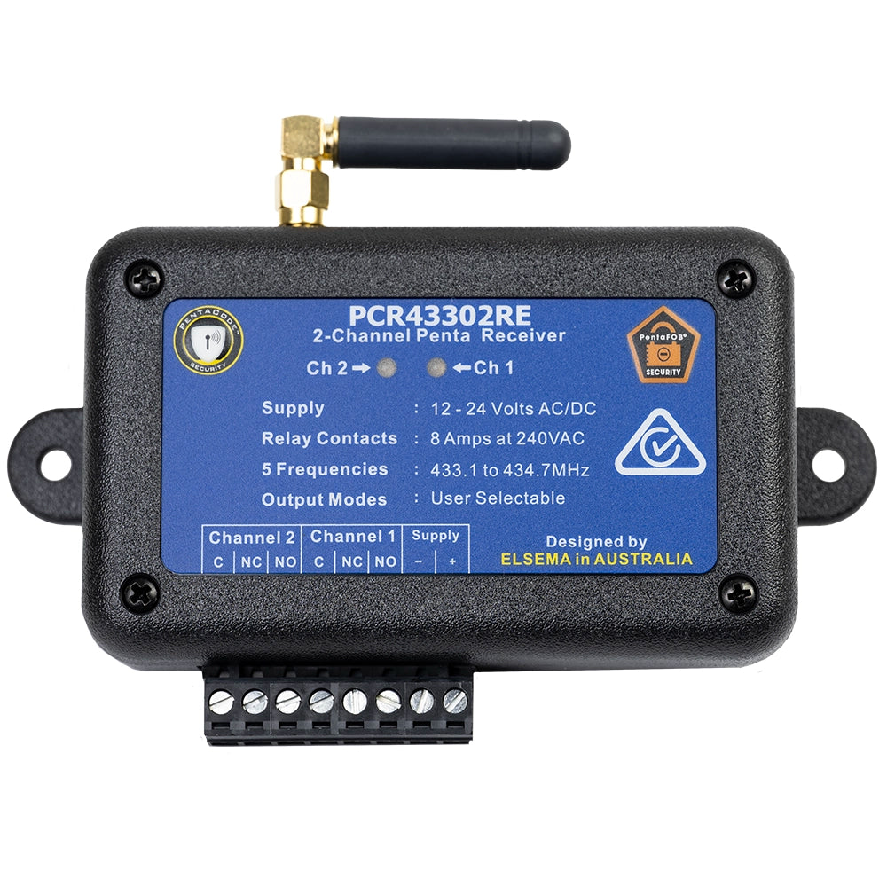 Elsema PCR43302RE 2-Channel 433MHz Penta Series Receiver with Dual Relays (Enclosed) Remote Control Receivers Elsema - BNR Industrial Automation