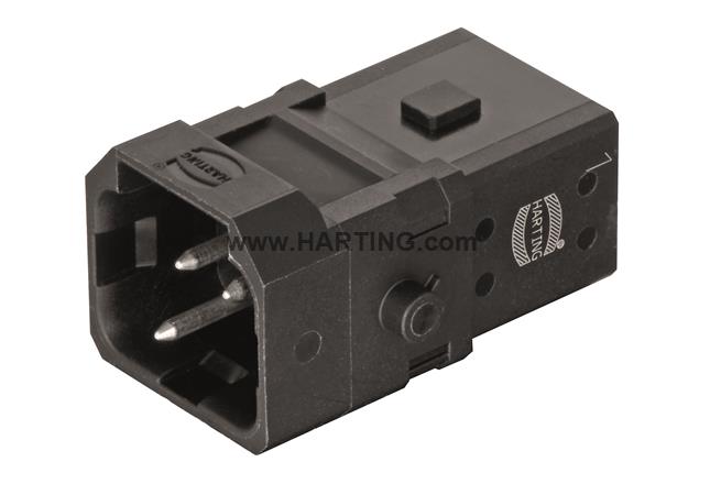 HARTING Han® 1A Insert 2+PE Screw HARTING Male with snap-in latch - 09 10 002 2600 - BNR Industrial Automation