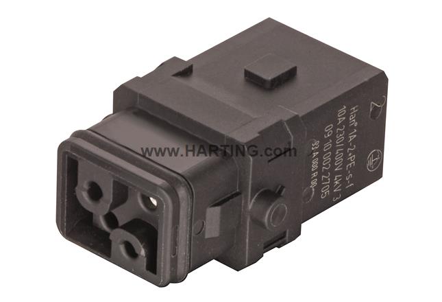 HARTING Han® 1A Insert 2+PE Screw HARTING Female for locking lever - 09 10 002 2705 - BNR Industrial Automation