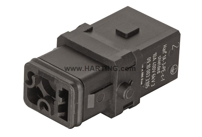 HARTING Han® 1A Insert 3+PE Shielded Crimp HARTING Female for locking lever - 09 10 002 2705 - BNR Industrial Automation