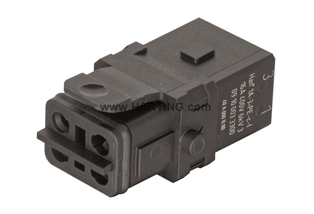 HARTING Han® 1A Insert 3+PE Crimp HARTING Female with snap-in latch - 09 10 002 2700 - BNR Industrial Automation