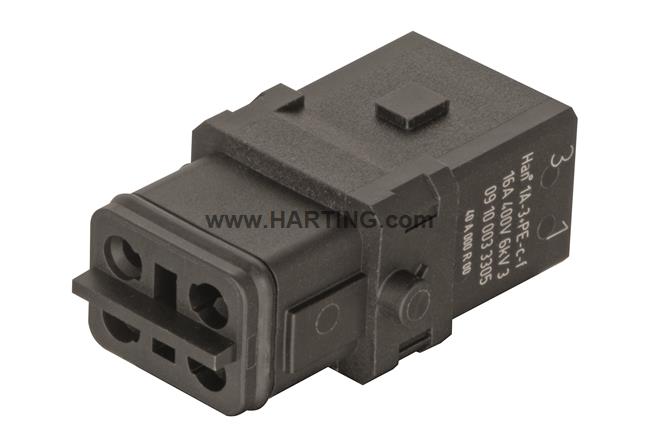 HARTING Han® 1A Insert 3+PE Crimp HARTING Female for locking lever - 09 10 002 2705 - BNR Industrial Automation