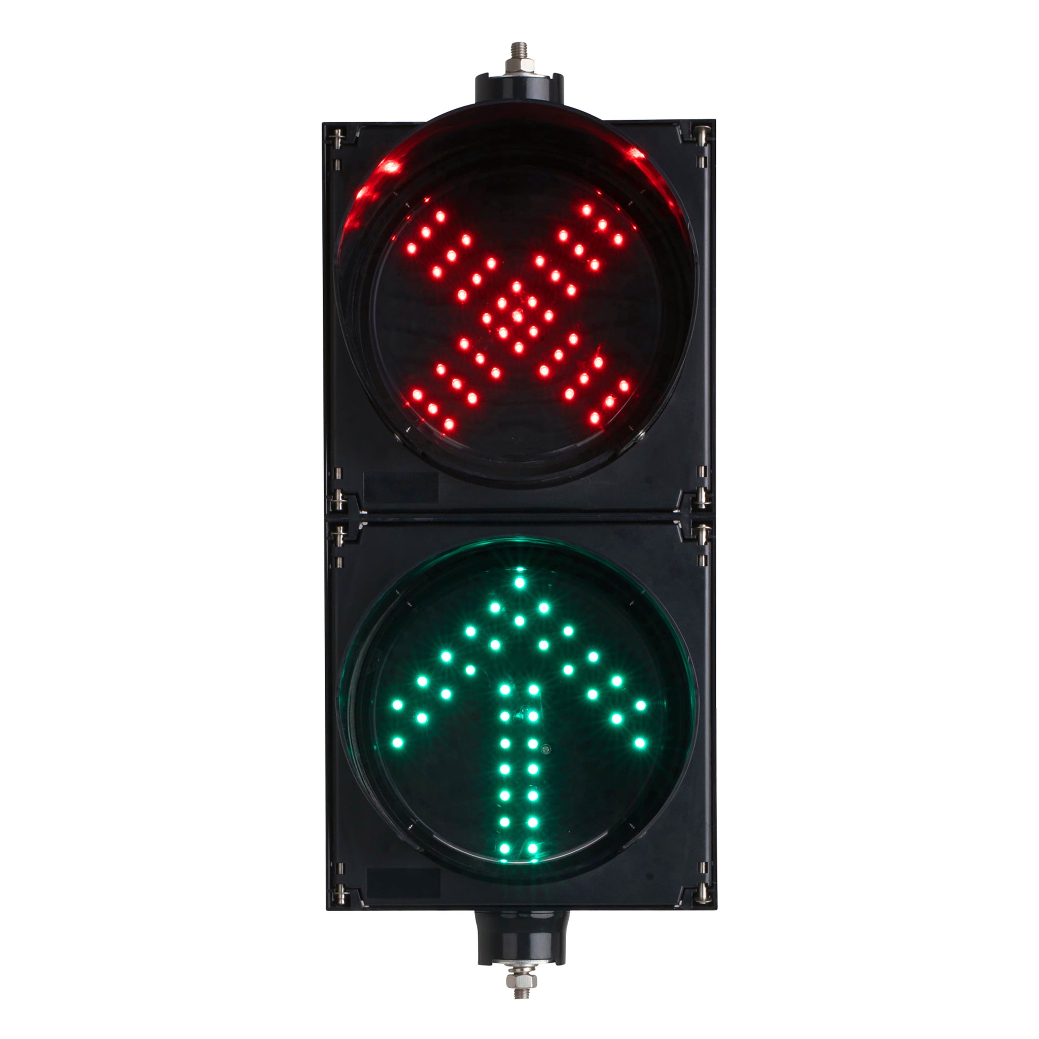 BNR BNR 2 Aspect 200mm Lane Control LED Traffic Lights 12-24VDC or 85-265VAC - Red X & Green Arrow - BNR Industrial