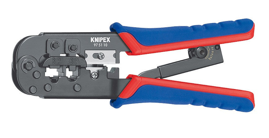 KNIPEX KNIPEX Crimp Tool for Modular Plug, RJ11, RJ12, RJ45 Wire Size - 97 51 10 - BNR Industrial