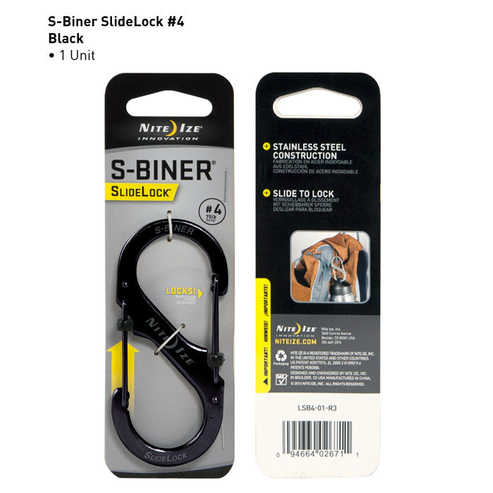 S-Biner SlideLock Hardware Nite Ize Innovation #4 Black - BNR Industrial Automation