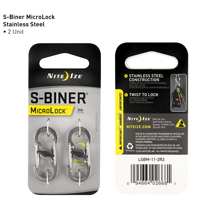 S-Biner MicroLock (Twin Pack) Hardware Nite Ize Innovation Stainless Steel - BNR Industrial Automation