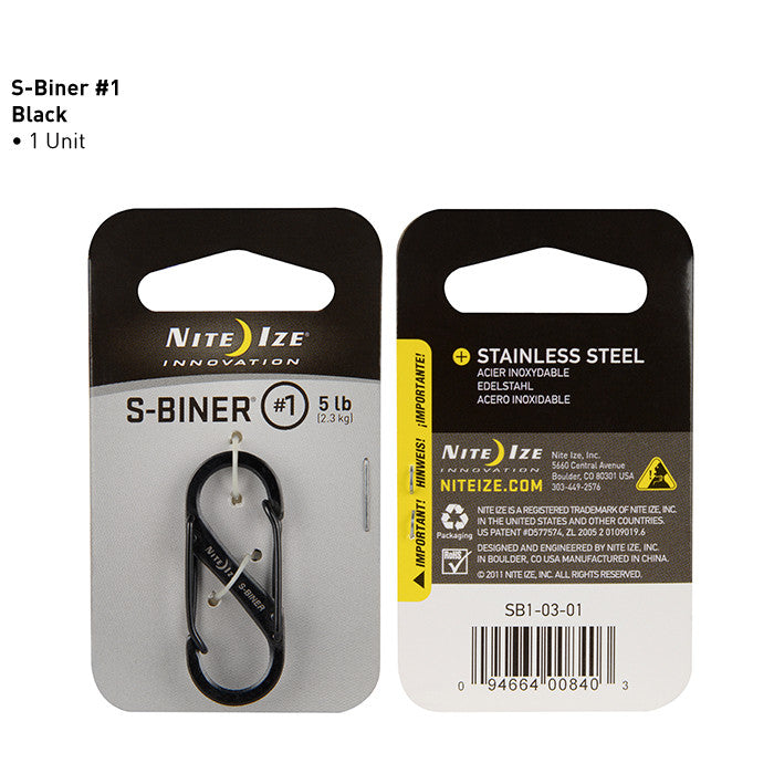 S-Biner - Stainless Steel Hardware Nite Ize Innovation #1 Black - BNR Industrial Automation
