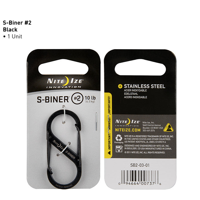 S-Biner - Stainless Steel Hardware Nite Ize Innovation #2 Black - BNR Industrial Automation