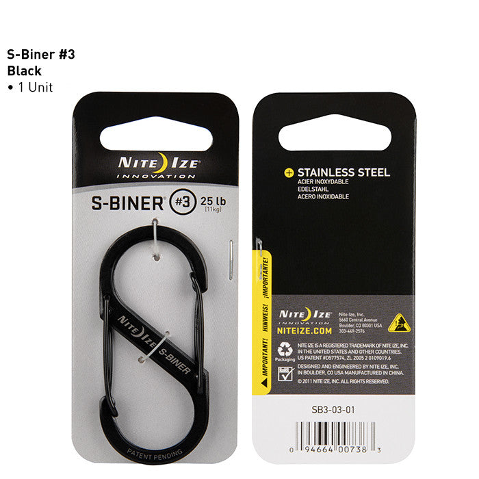 S-Biner - Stainless Steel Hardware Nite Ize Innovation #3 Black - BNR Industrial Automation