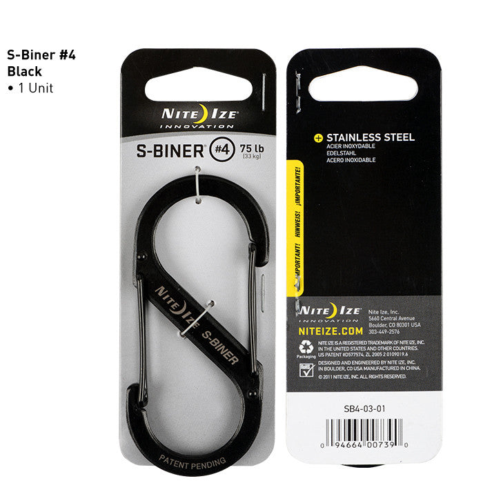 S-Biner - Stainless Steel Hardware Nite Ize Innovation #4 Black - BNR Industrial Automation