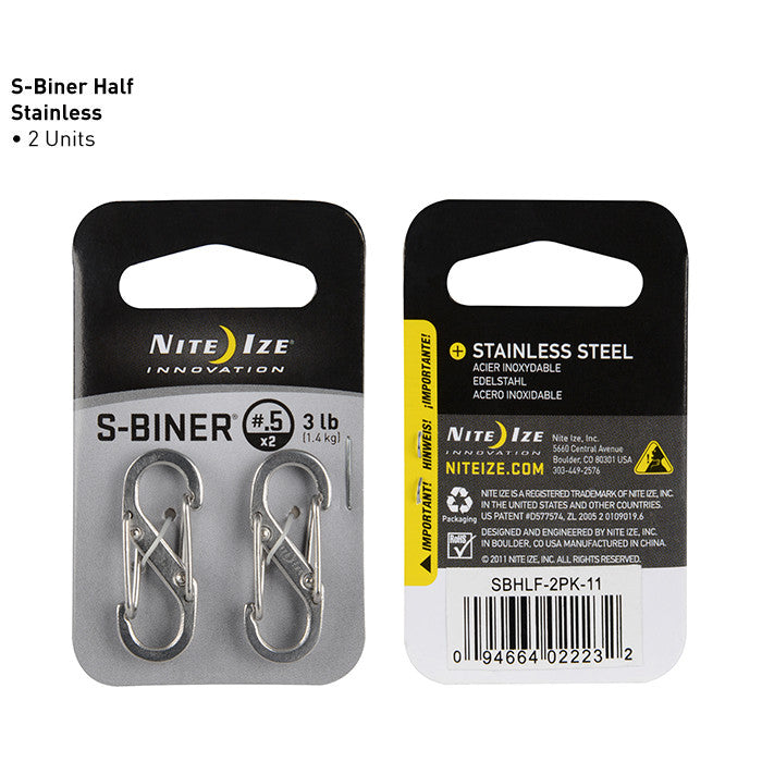 S-Biner - Stainless Steel Hardware Nite Ize Innovation #0.5 (Twin Pack) Stainless Steel - BNR Industrial Automation