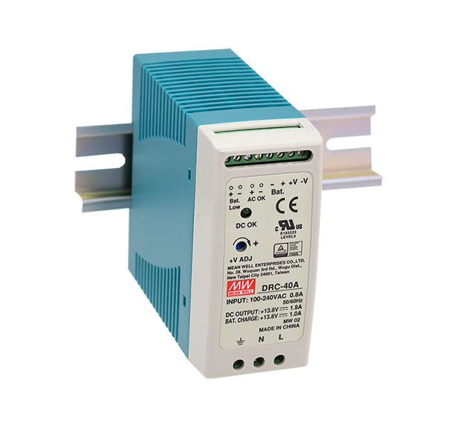 Mean Well MEAN WELL DRC-40 Series UPS Din Rail Power Supply with Battery Back Up - BNR Industrial