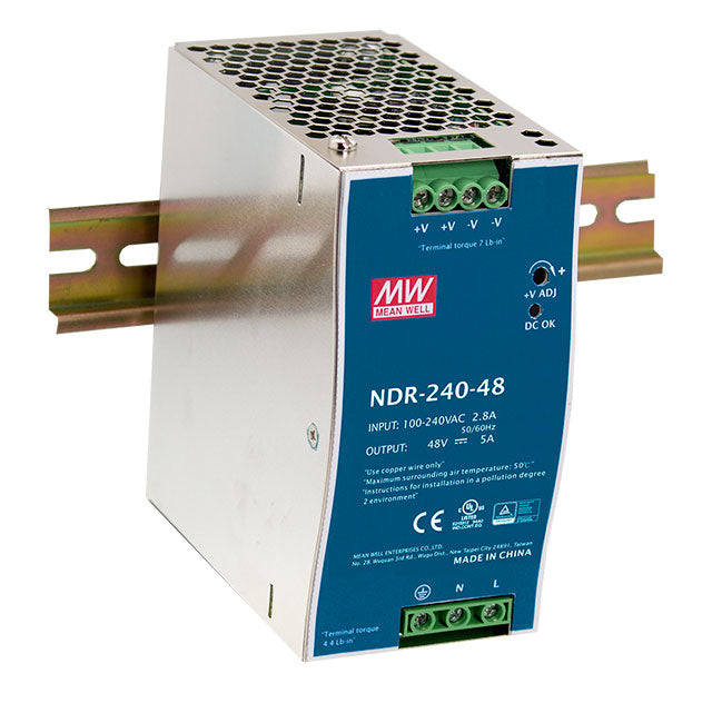 MEAN WELL NDR-240 Slim, Low Cost 240W Din Rail PSU Power Supplies Mean Well - BNR Industrial Automation
