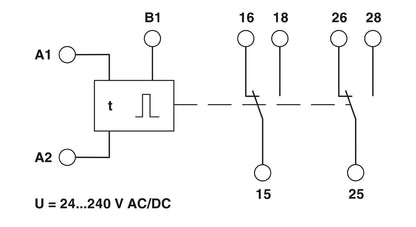 Phoenix Contact Power off delay timer relay, 24 V AC/DC ... 240 V AC/DC wide-range supply, time range adjustable (10 ms ... 10 min) - 1119399 Phoenix Contact - BNR Industrial Automation