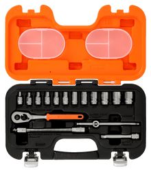 Bahco 16-Piece Imperial 1/4 in Standard Socket Set with Ratchet, 6 point - S160AF Bahco - BNR Industrial Automation