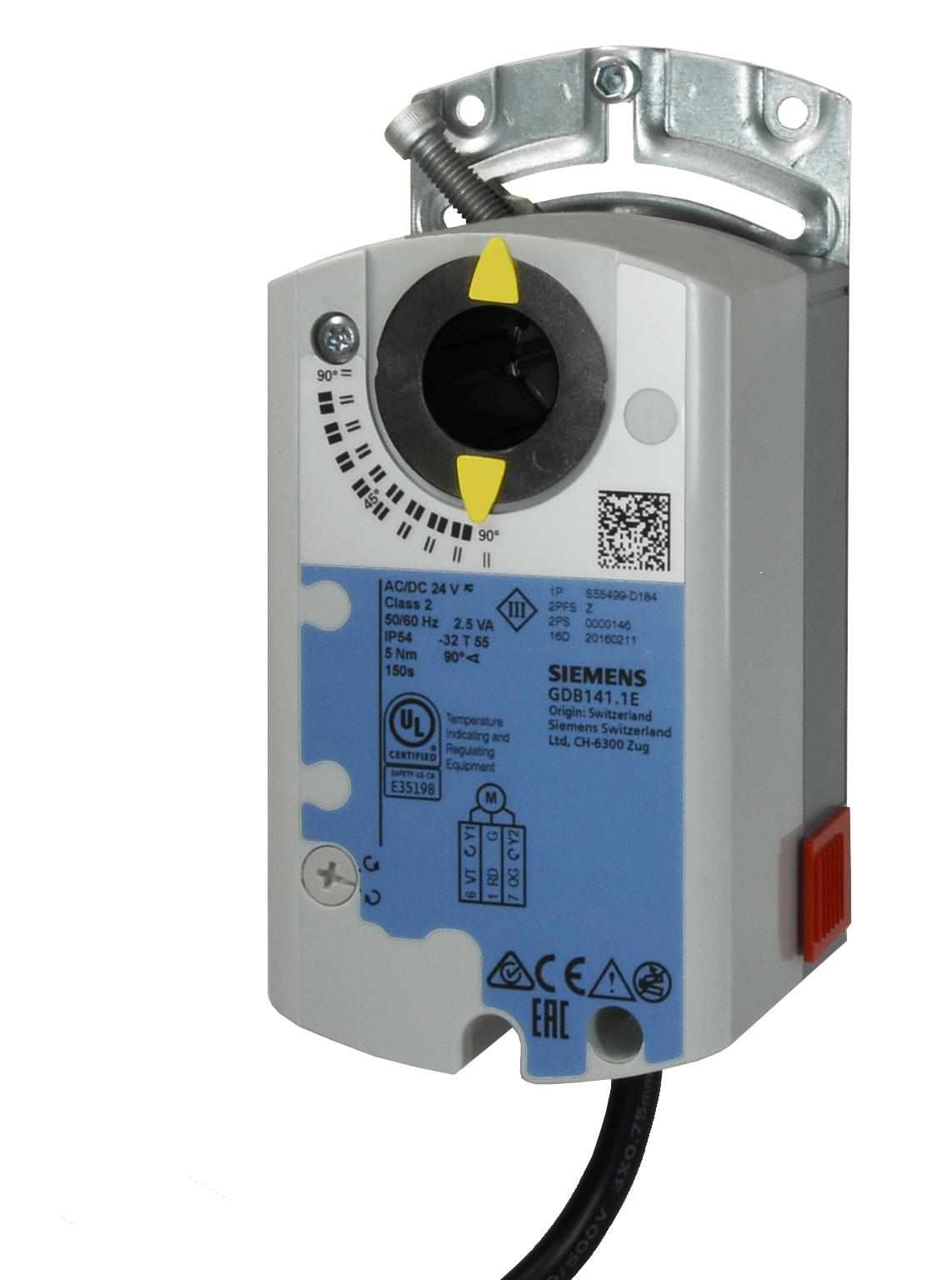 Siemens SIEMENS Damper actuator, rotary, 5 Nm, IP54, AC/DC 24 V, 2-/3-position - GDB141.1E - BNR Industrial
