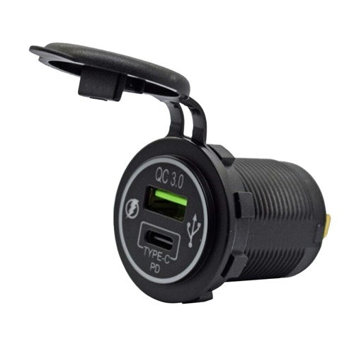 Fast Car Charger Converter 12VDC to QC 3.0 USB A and 36W PD USB C Chargers Powertech - BNR Industrial Automation