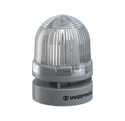 Werma EvoSIGNAL Series Mini TwinLIGHT Combi Permanent/Flashing LED Beacon/Sounder, 95dB, 12VAC/DC, 24VAC/DC or 115-230VAC Beacon Werma Clear 12VAC/DC - BNR Industrial Automation