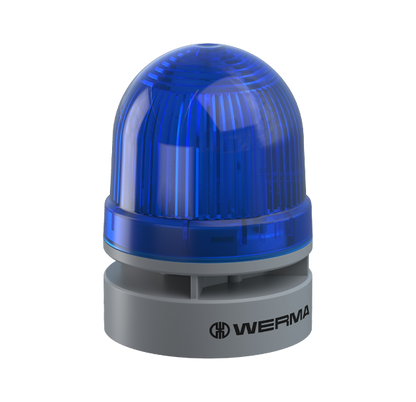 Werma EvoSIGNAL Series Mini TwinLIGHT Combi Permanent/Flashing LED Beacon/Sounder, 95dB, 12VAC/DC, 24VAC/DC or 115-230VAC Beacon Werma Blue 12VAC/DC - BNR Industrial Automation