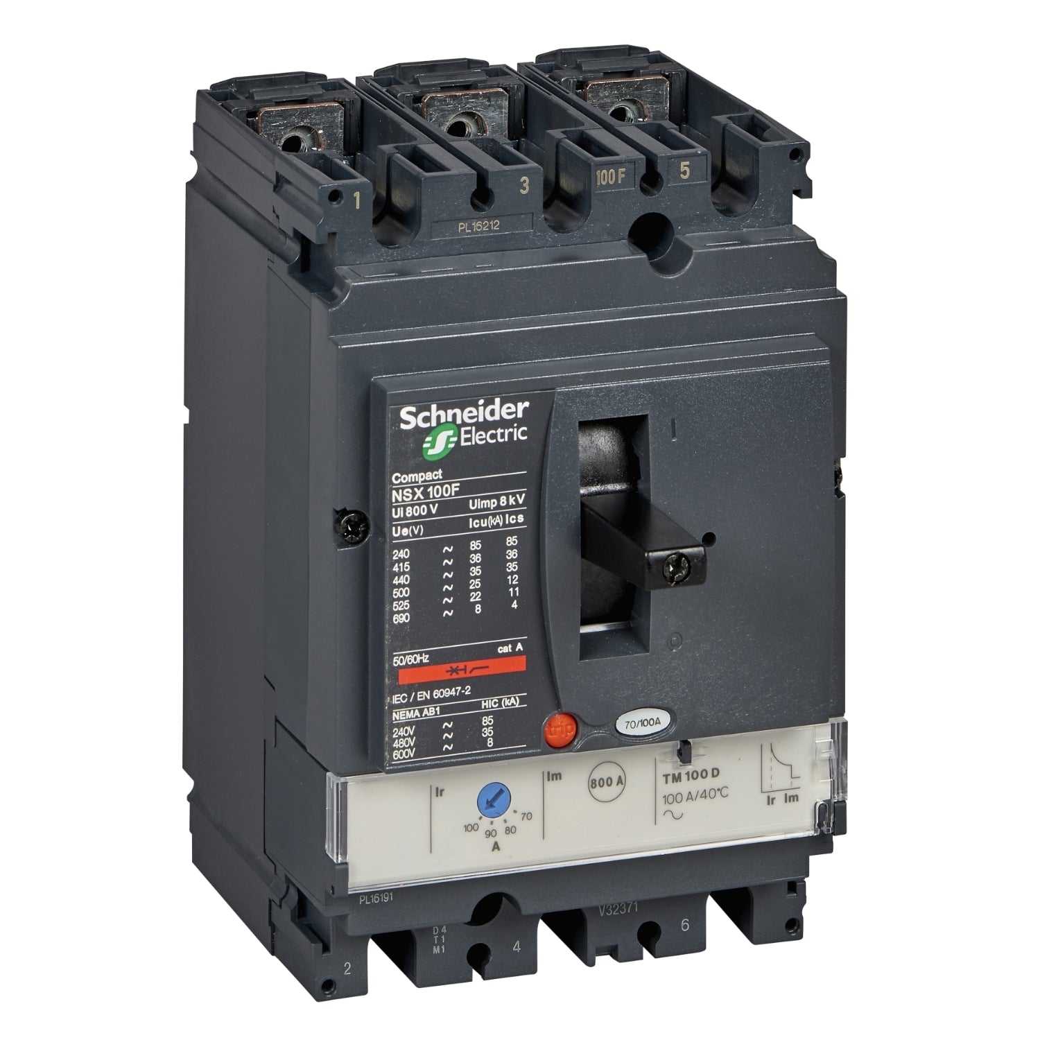 Schneider Electric LV429630 ComPact, Circuit breaker, ComPact NSX100F, 36kA/415VAC, TMD trip unit 100A, 3 poles 3d Circuit Breaker Schneider Electric - BNR Industrial Automation