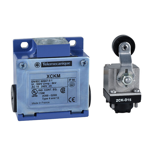 Telemecanique Sensors OsiSense XC Series Lever Limit Switch, NO/NC, IP66, DP, Zinc Alloy Housing, 240V ac Max, 10A Max - XCKM115 Limit Switch TELEMECANIQUE - BNR Industrial Automation