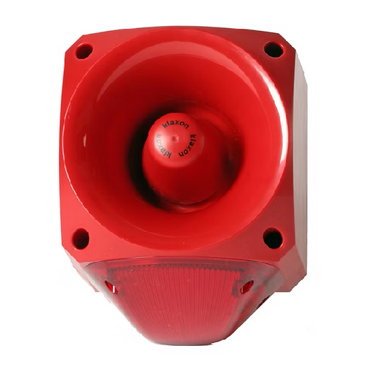 New Klaxon Nexus 110 Sounder/Beacon, LED - 116dB (max); 110dB (typical), IP66, 64 Tones Siren Klaxon 10-60VDC Red - BNR Industrial Automation