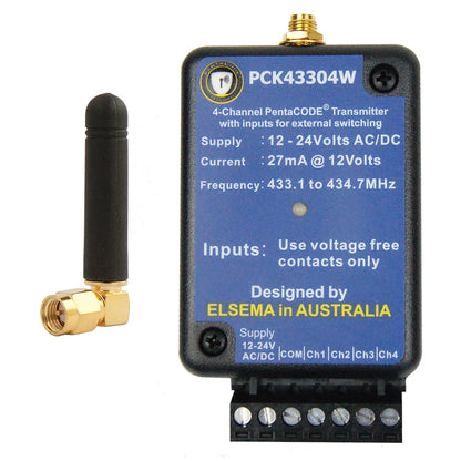 Elsema PCK43304W 4-Channel 433MHz PentaCODE Transmitter with External Inputs Remote Control Transmitters Elsema - BNR Industrial Automation