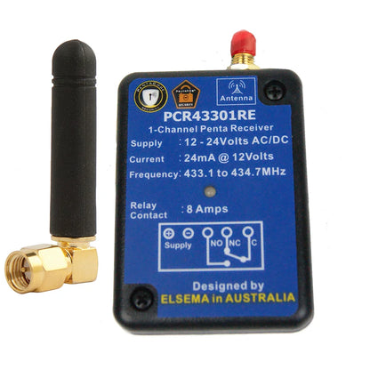 Elsema PCR43301RE 1-Channel 433MHz Penta Series Receiver with Relay Output Remote Control Receivers Elsema - BNR Industrial Automation