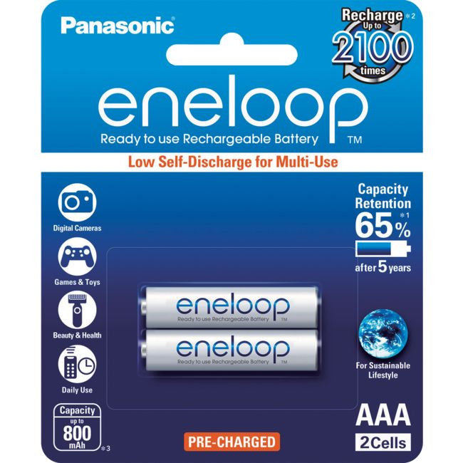 PANASONIC Eneloop 2-Pack AAA Rechargeable Batteries Batteries Panasonic - BNR Industrial Automation