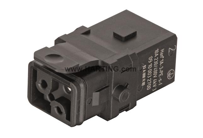 HARTING Han® 1A Insert 3+PE Screw HARTING Female with snap-in latch - 09 10 002 2700 - BNR Industrial Automation