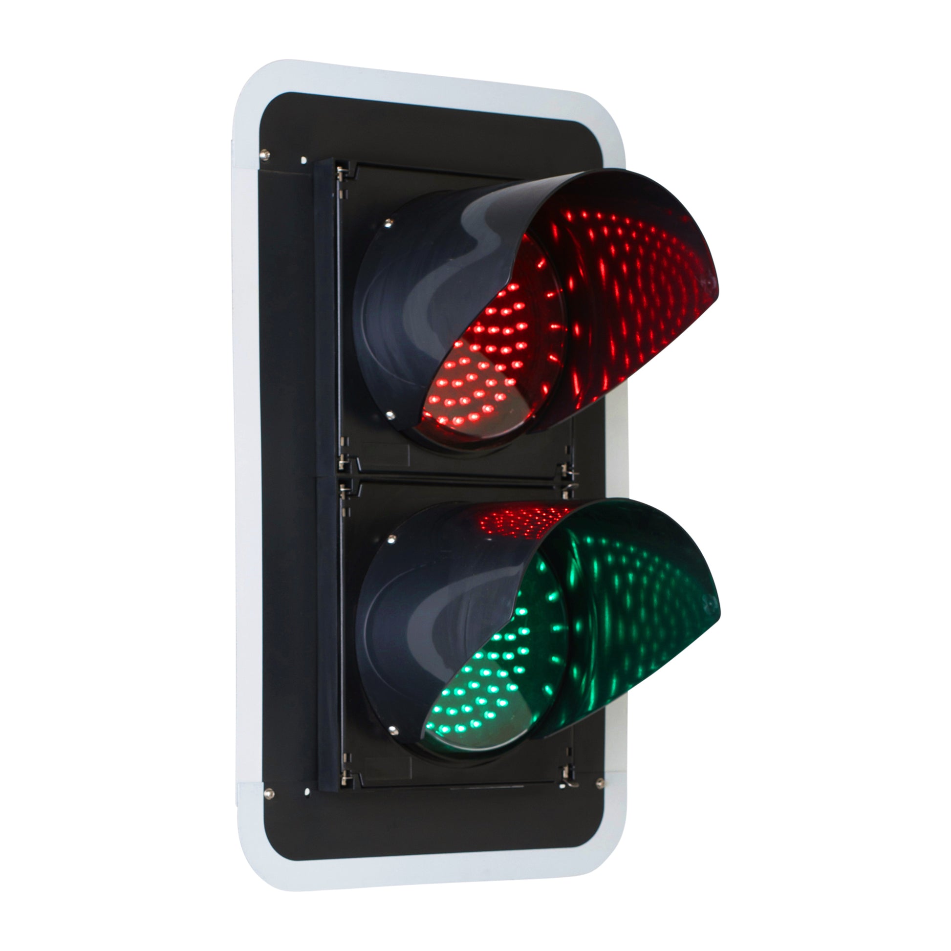 BNR 2 Aspect 200mm Lane Control LED Traffic Lights 12-24VDC or 85-265VAC - Red X & Green Arrow Traffic Light BNR 12-24VDC With Target Board - BNR Industrial Automation