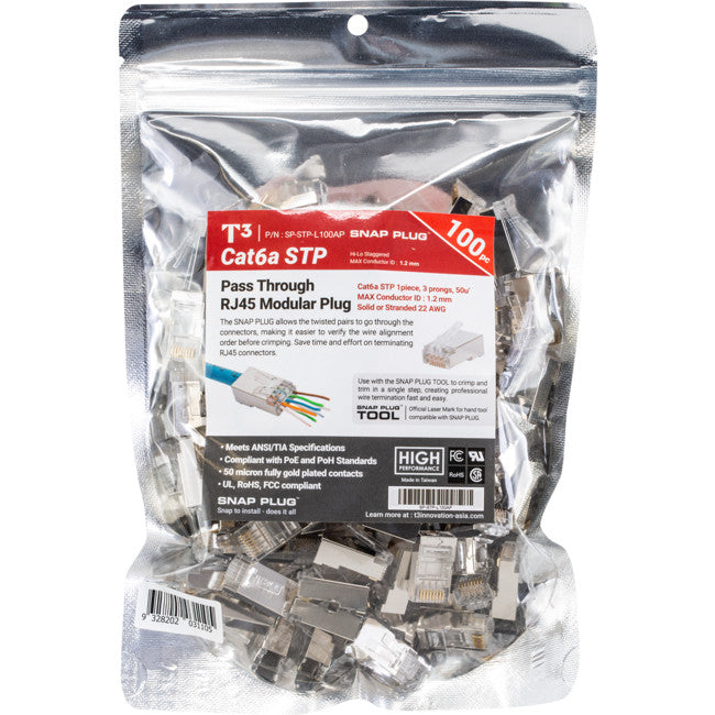 Buy RJ45 CAT6 SHIELDED SOLID SNAP PLUG - 100 Pack Online | BNR Industrial
