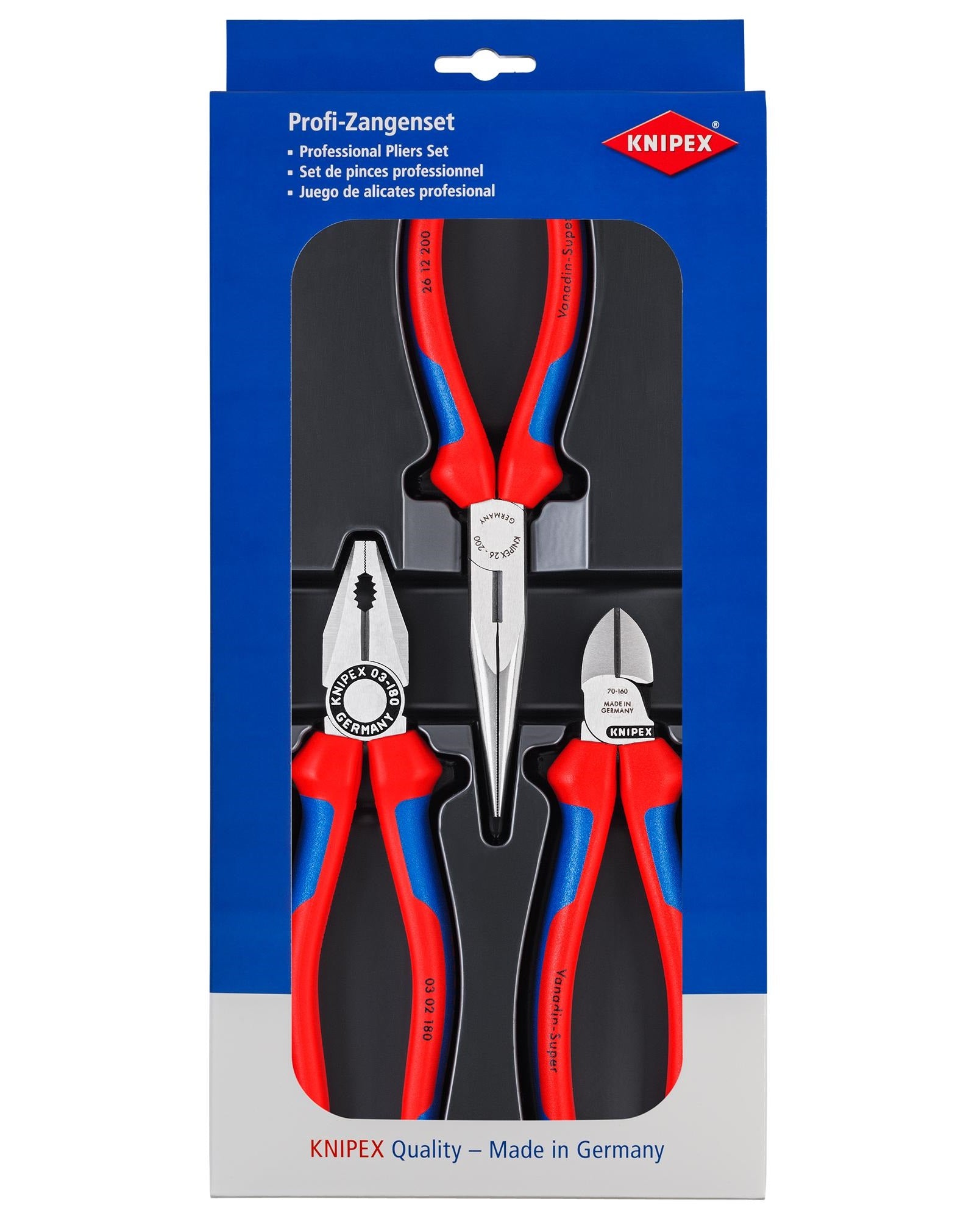 KNIPEX Knipex 3 pieces Chrome Vanadium Steel Plier Set - 00 20 11 - BNR Industrial