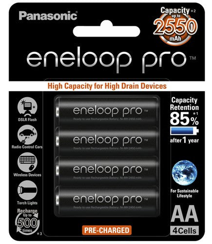 Panasonic Eneloop Pro Ni-MH 1.2V 2550mAH - AA 4 Pack Batteries Panasonic - BNR Industrial Automation