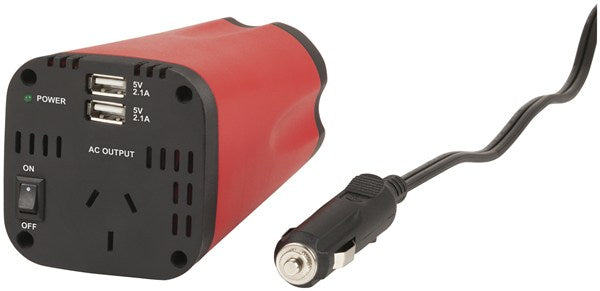 Powertech 150W Can-Sized Power Inverter with Dual 2.1A USB Output - BNR Industrial