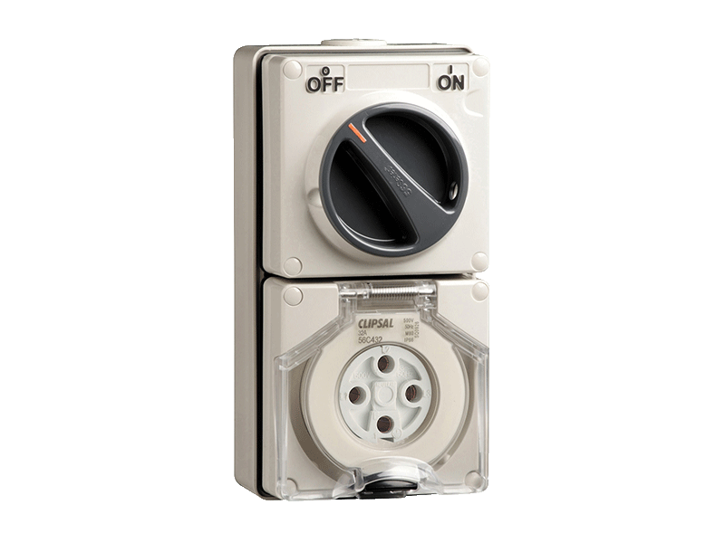 CLIPSAL 56C432 4P 32A Switch Socket Outlets Switched Socket Outlet Clipsal - BNR Industrial Automation