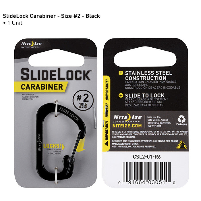 SlideLock Carabiner Hardware Nite Ize Innovation Black #2 - BNR Industrial Automation