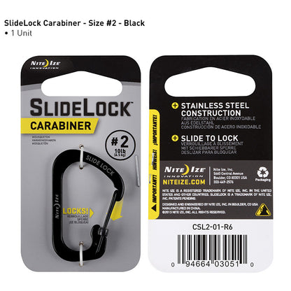 SlideLock Carabiner Hardware Nite Ize Innovation Black #2 - BNR Industrial Automation