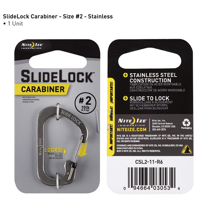 SlideLock Carabiner Hardware Nite Ize Innovation Stainless Steel #2 - BNR Industrial Automation