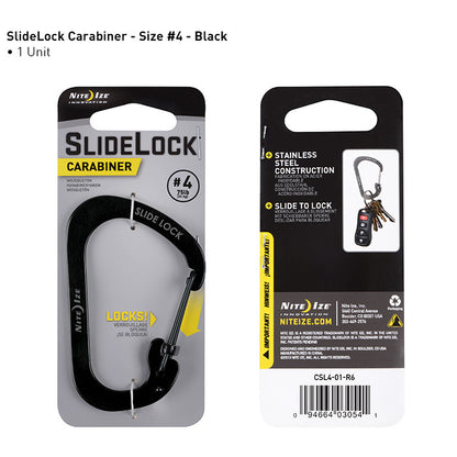SlideLock Carabiner Hardware Nite Ize Innovation Black #4 - BNR Industrial Automation